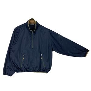 VINTAGE STRUCTURE SPORT Windbreaker L 1998 Navy Mock Neck 1/2 Zip Long-Sleeve